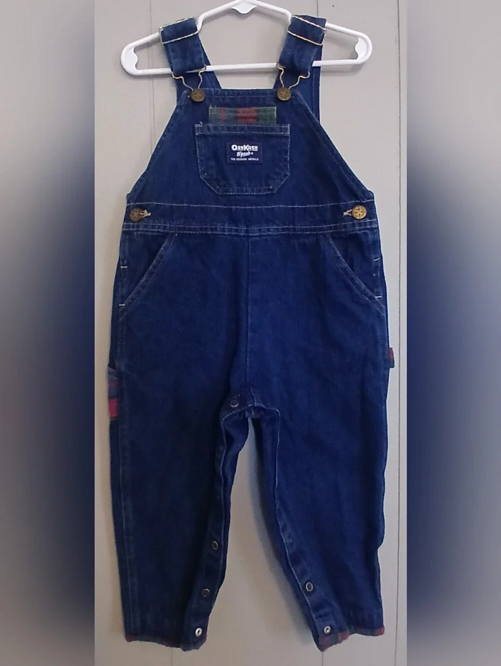 OshKosh Vintage Boys 2t Plaid Overalls